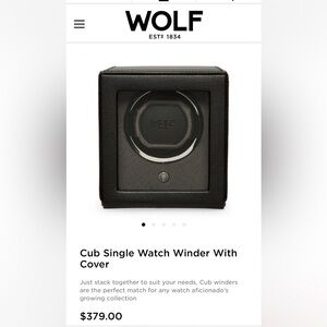 Wolf Cub Single Watch Winder With Cover - brand new in box